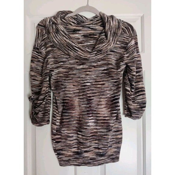 Covington Womens Blouse Top Cowl Neck Size Small S Sm Brown Geometric Fall Shirt - Picture 6 of 15